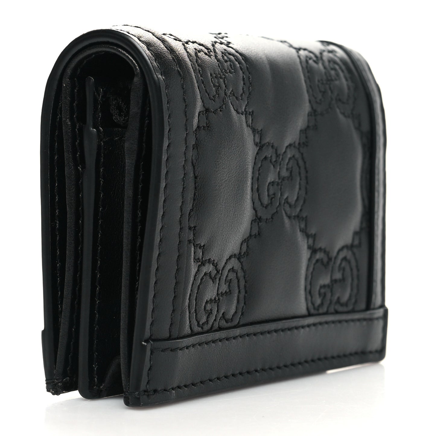 Calfskin GG Matelasse Card Case Wallet Black