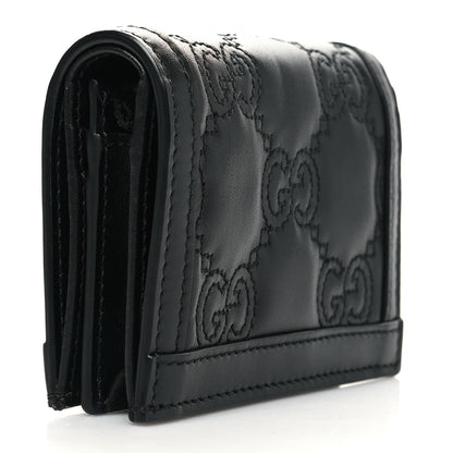 Gucci Calfskin GG Matelasse Card Case Wallet Black 3 of 9