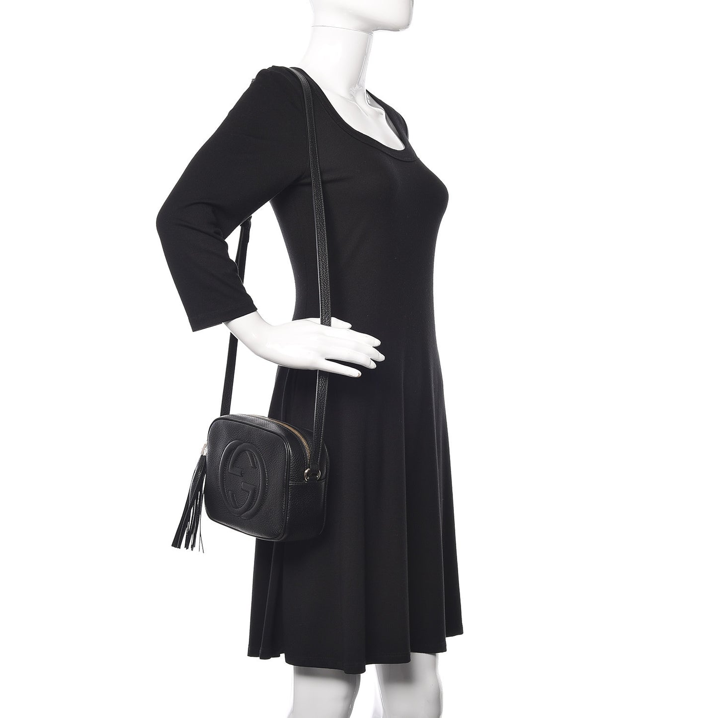 Pebbled Calfskin Small Soho Disco Bag Black