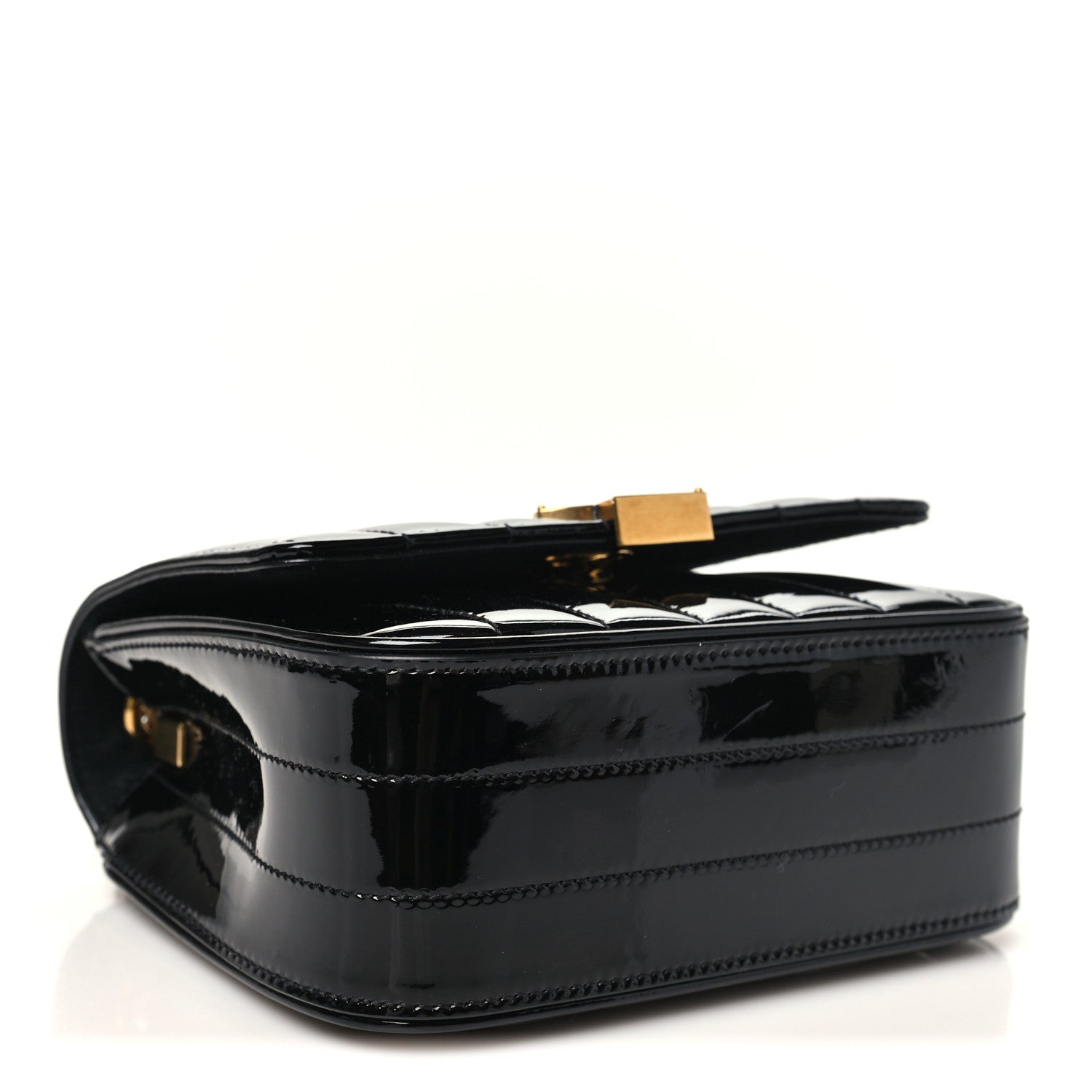 Saint Laurent Patent Calfskin Matelasse Monogram Small Vicky Chain Bag Black 4 of 10