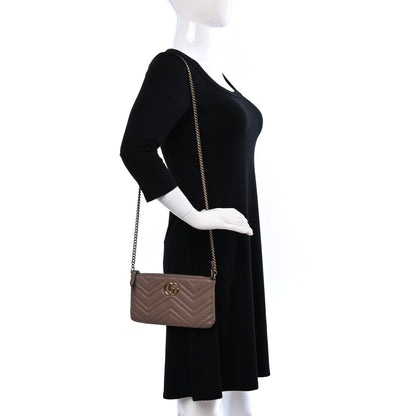 Gucci Calfskin Matelasse Mini GG Marmont Chain Bag Porcelain Rose 2 of 12
