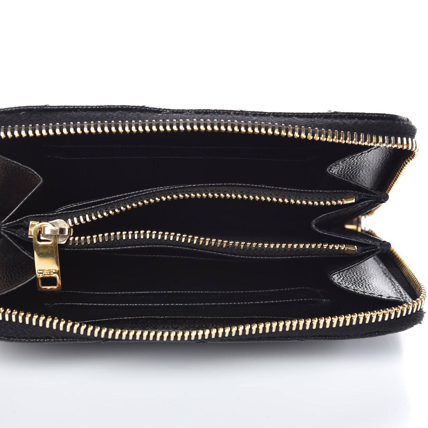 Grain De Poudre Matelasse Chevron Monogram Zip Around Wallet Black
