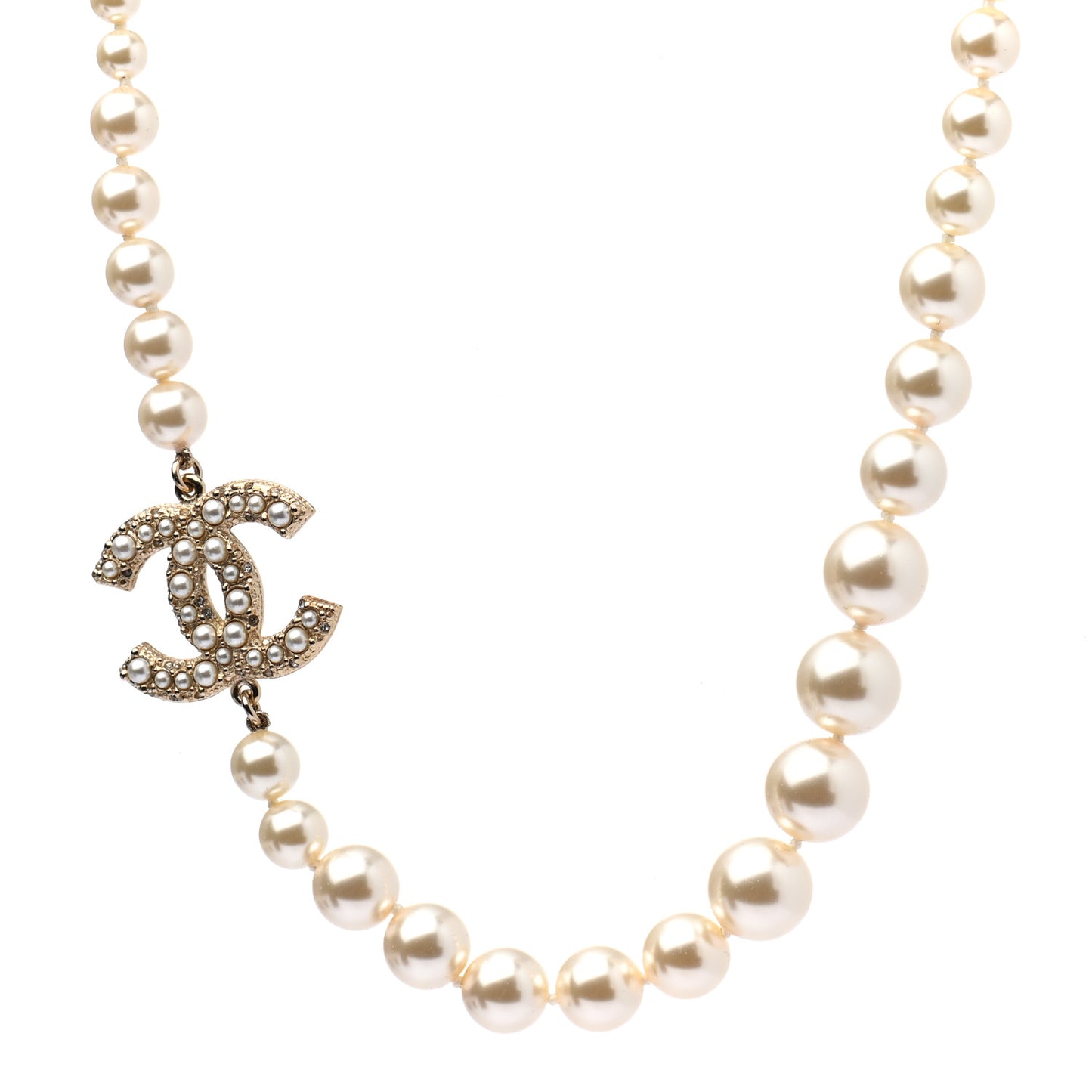 Pearl CC 100th Anniversary Necklace Light Gold
