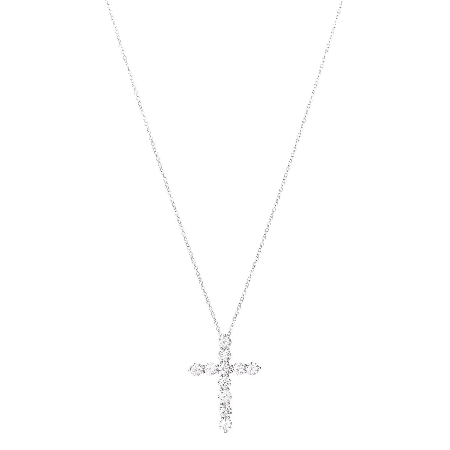 Platinum Diamond Large Cross Pendant Necklace