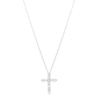 Tiffany Platinum Diamond Large Cross Pendant Necklace 1 of 7