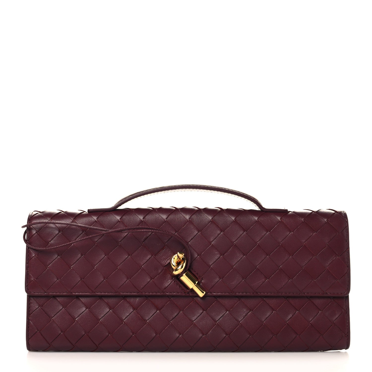 Bottega Veneta Nappa Intrecciato Long Andiamo Top Handle Clutch Barolo 1 of 11