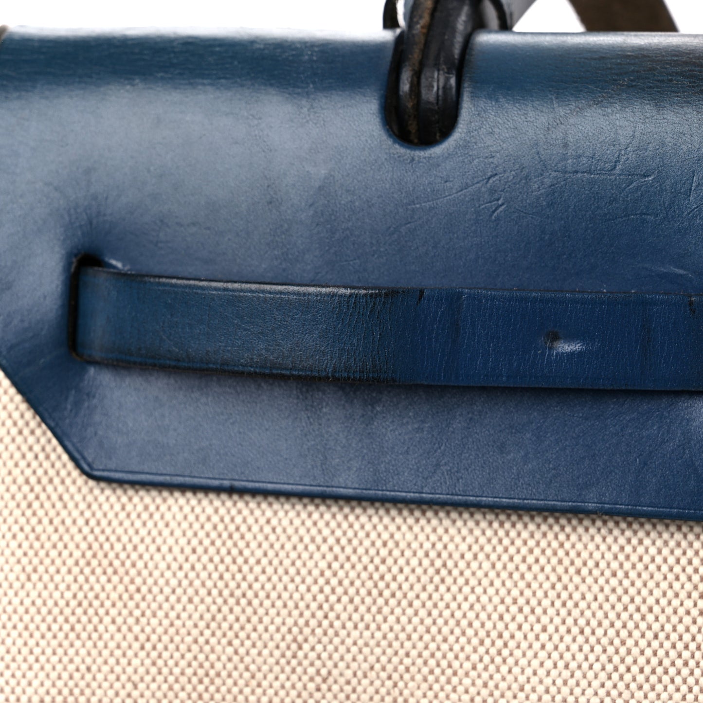 Toile Vache Calfskin Herbag PM 30 Navy Bleu Natural
