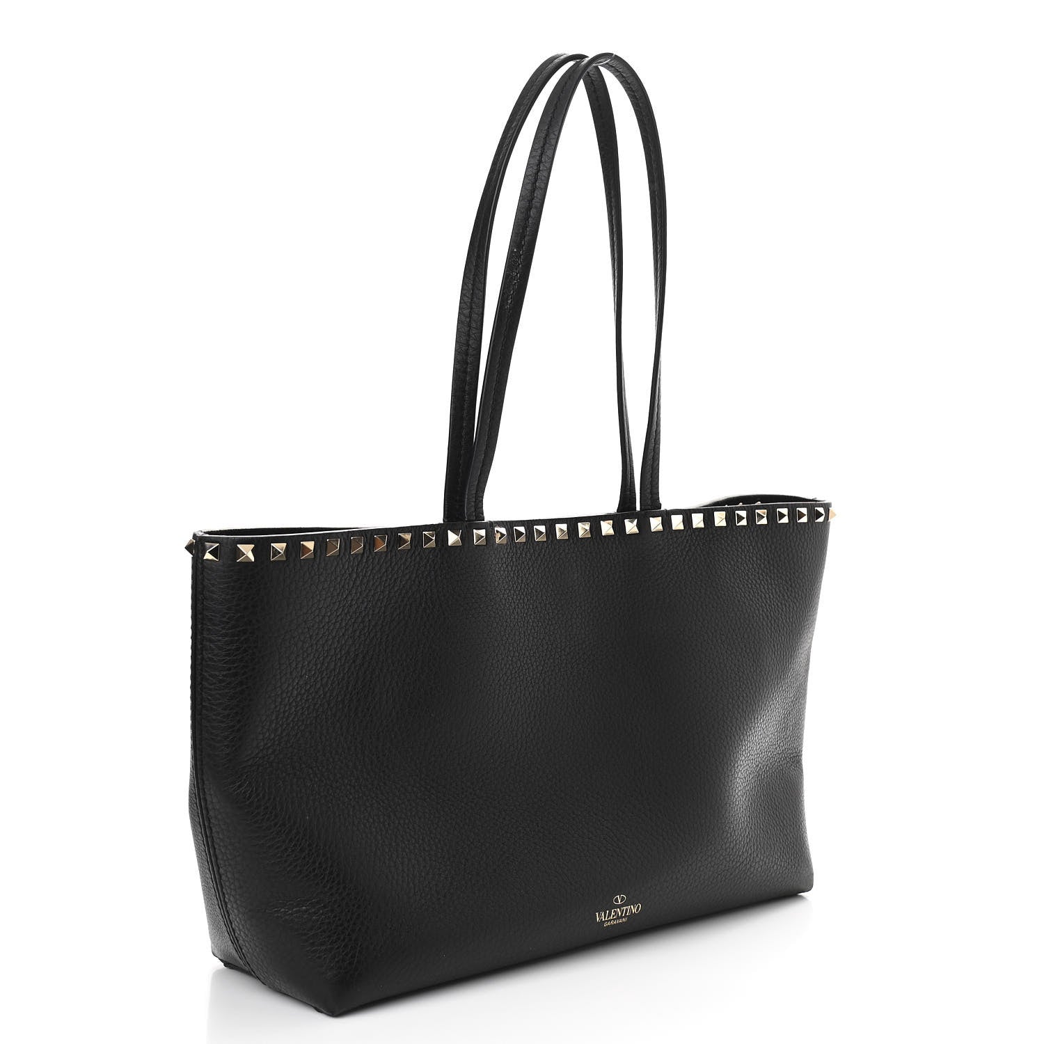 Valentino Garavani Grained Calfskin Small Rockstud Shoulder Tote Black 2 of 10