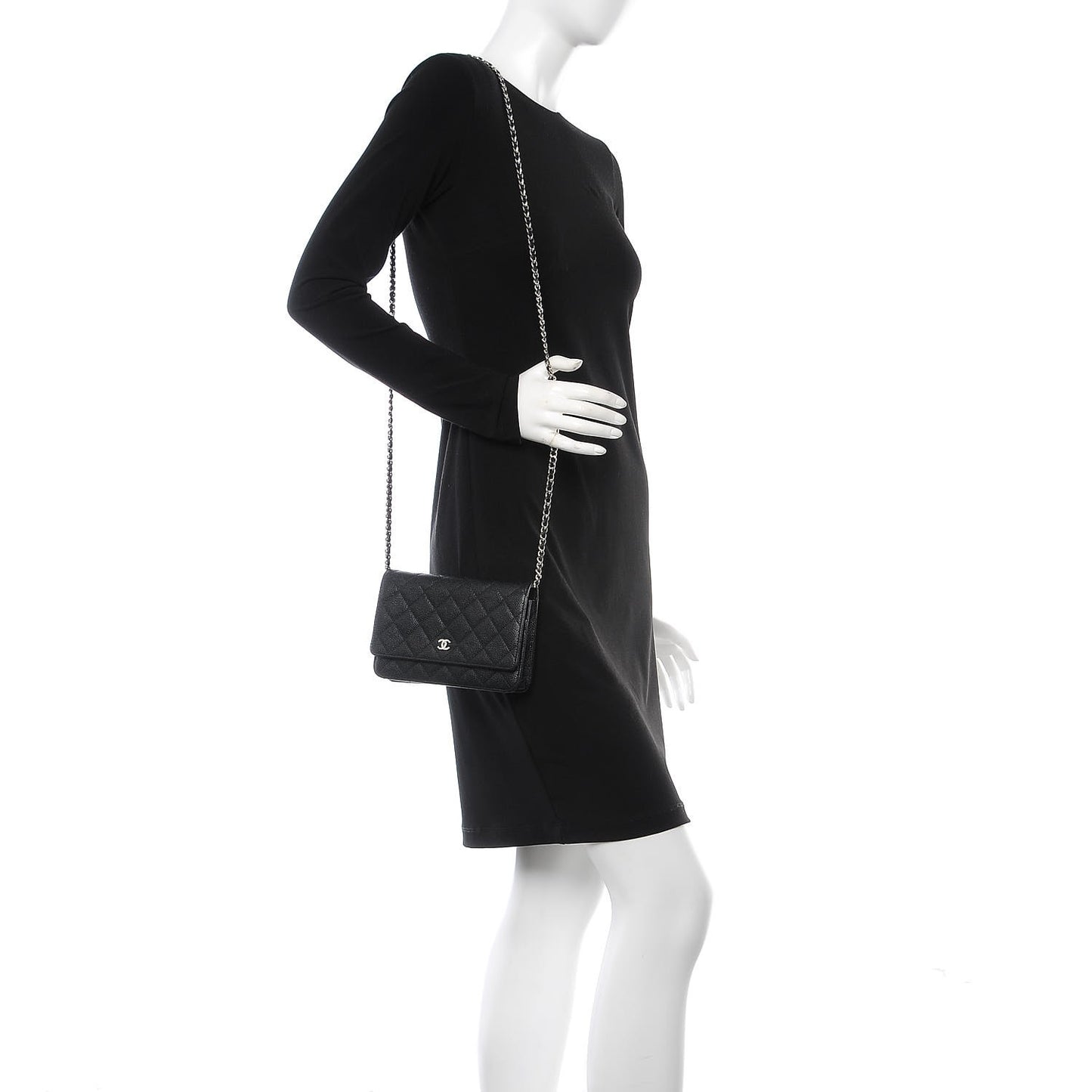 Caviar Quilted Wallet On Chain WOC Black