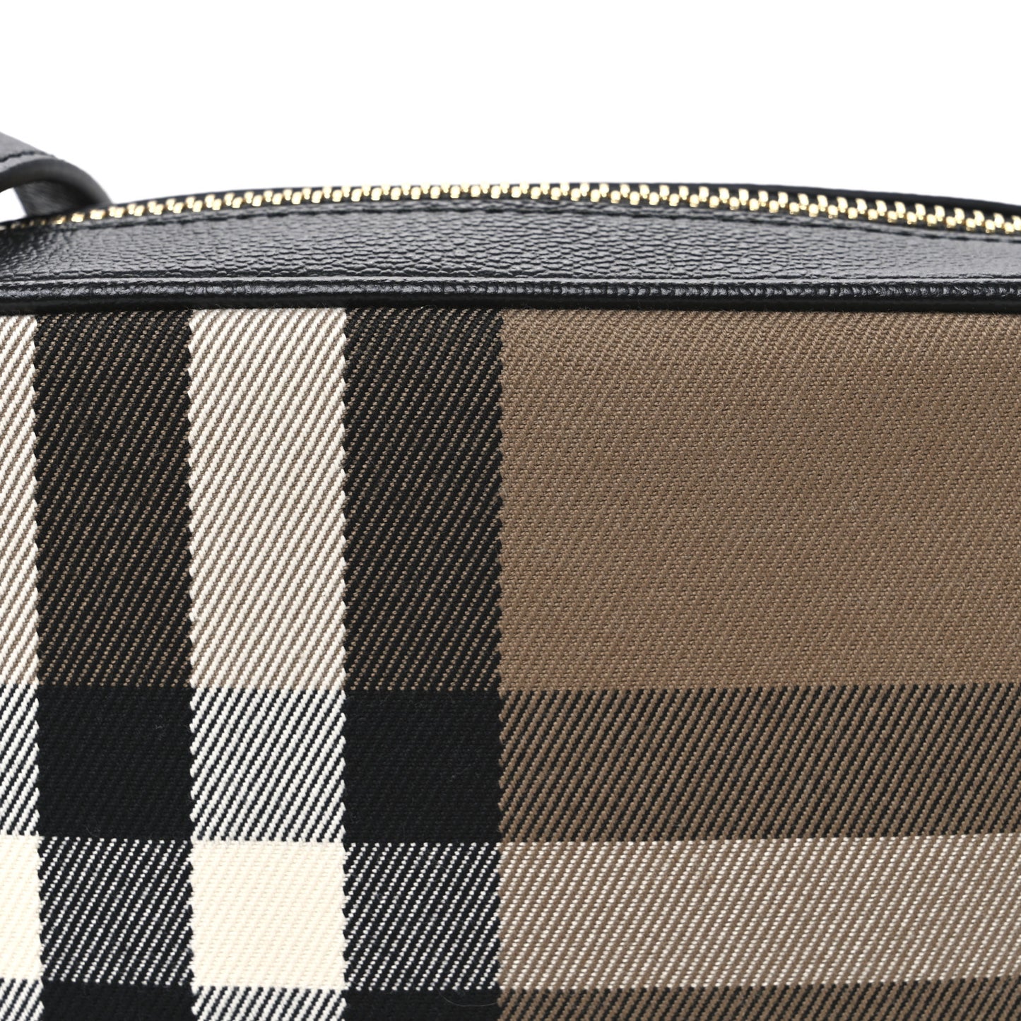 Giant Check Calfskin Small Camera Bag Black