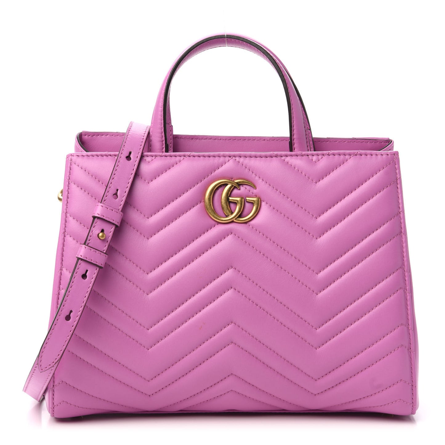 Calfskin Matelasse Small GG Marmont Tote Candy Mousse