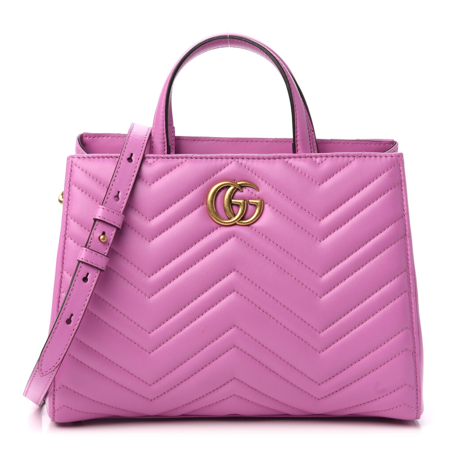 Gucci Calfskin Matelasse Small GG Marmont Tote Candy Mousse 1 of 10