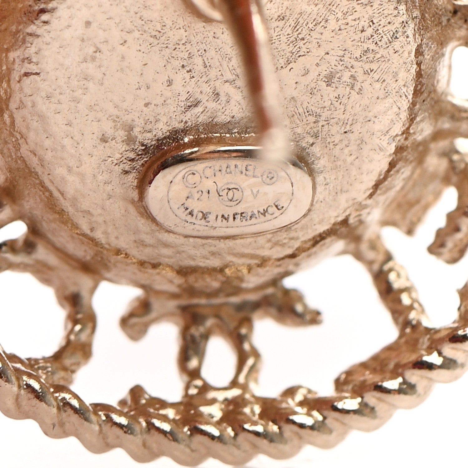 Chanel Pearl CC Round Rope Logo Earrings Gold 4 of 4