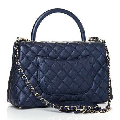 Chanel Iridescent Caviar Quilted Small Coco Handle Flap Dark Blue 2 of 4
