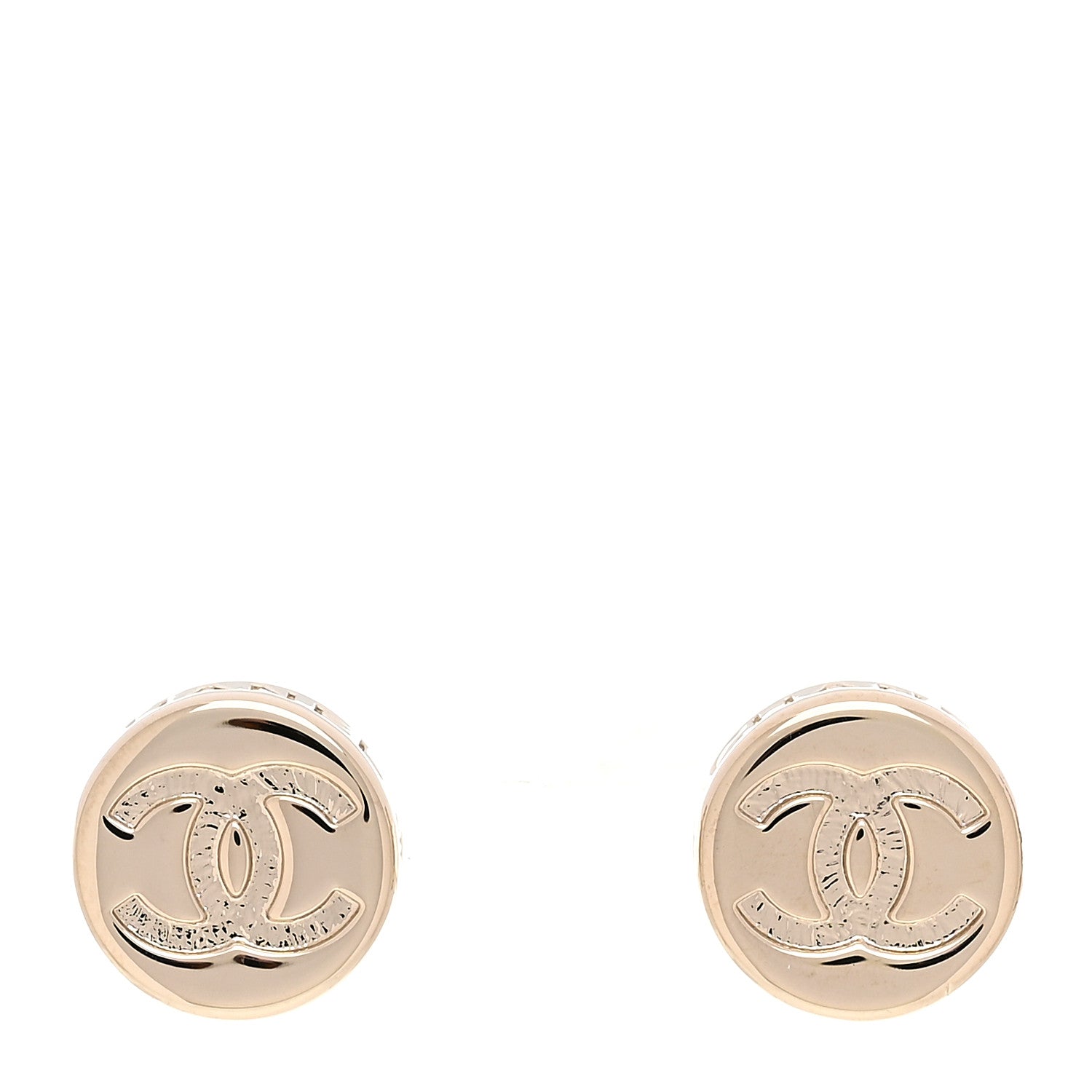 Chanel Metal Round CC Earrings Gold 1 of 5
