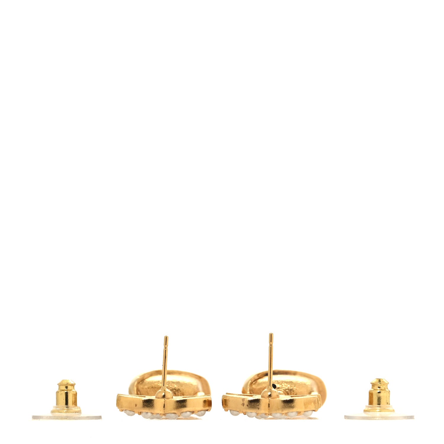 Chanel Metal Crystal Pearl CC Drop Earrings i Gold Pink 3 of 5