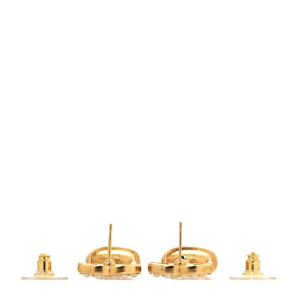 Chanel Metal Crystal Pearl CC Drop Earrings i Gold Pink 3 of 5
