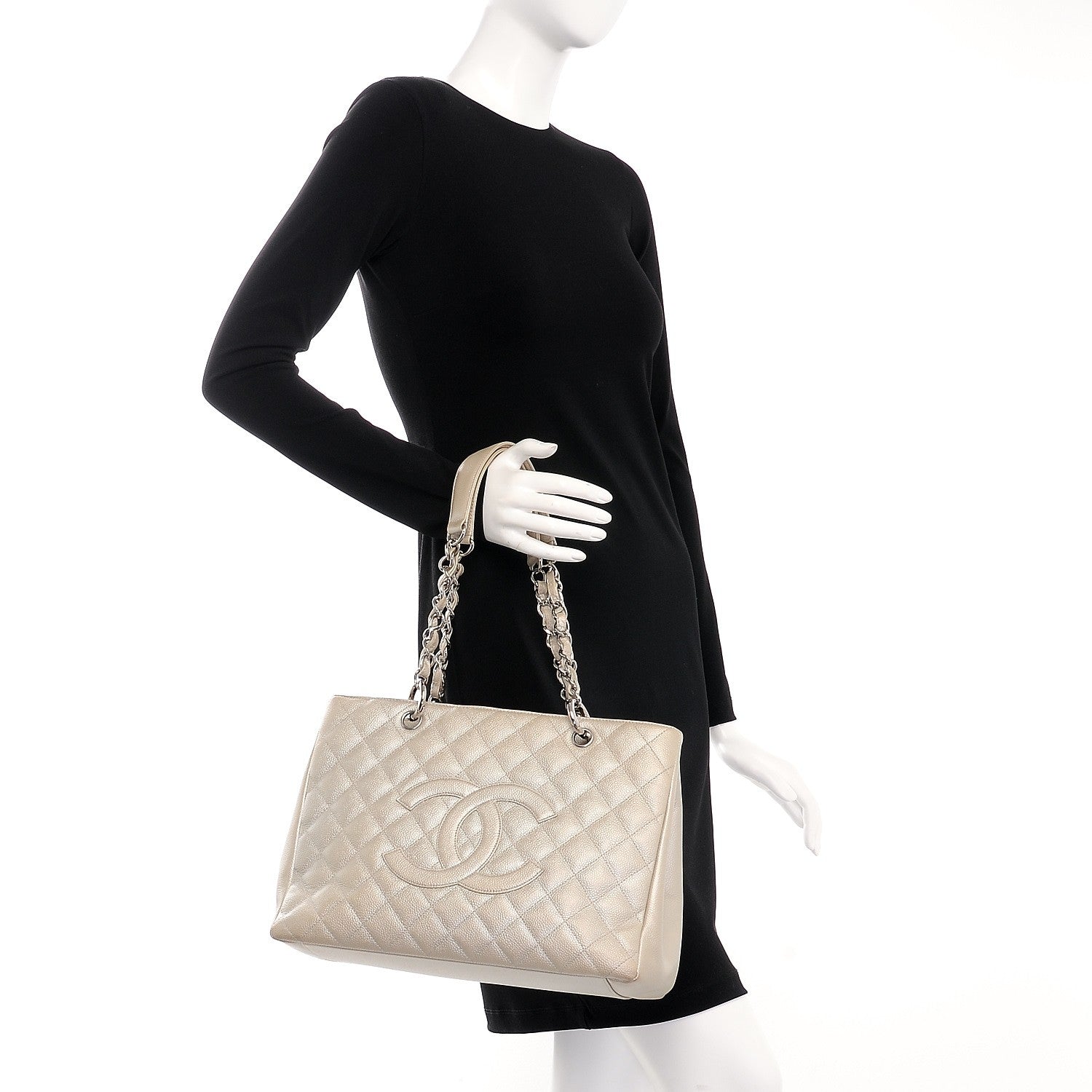 Chanel Caviar Quilted Grand Shopping Tote GST Pearl 2 of 11