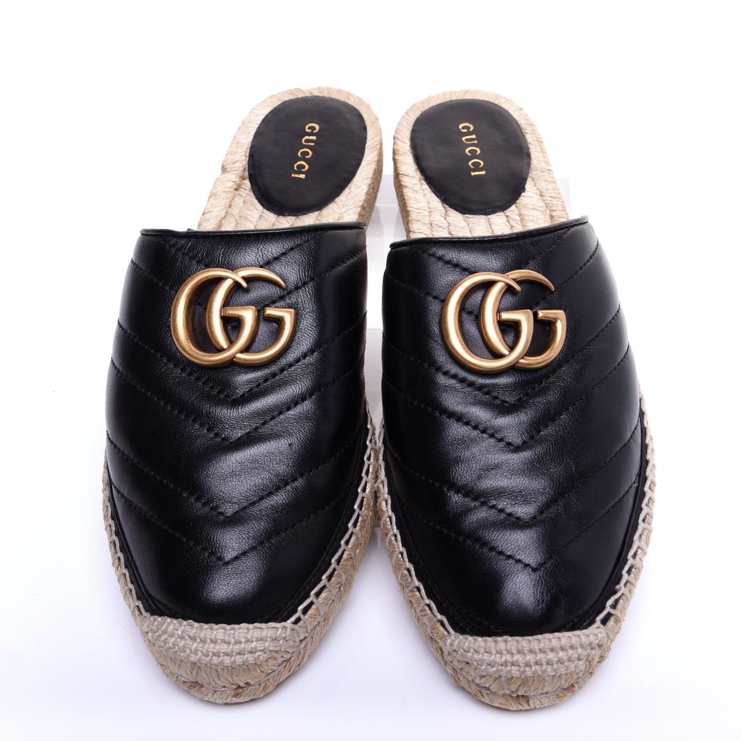 Nappa Matelasse GG Marmont Espadrille Slippers 37.5 Black