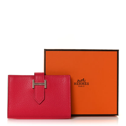 Hermes Chevre Mysore Bearn Card Holder Wallet Rose Extreme 9 of 9