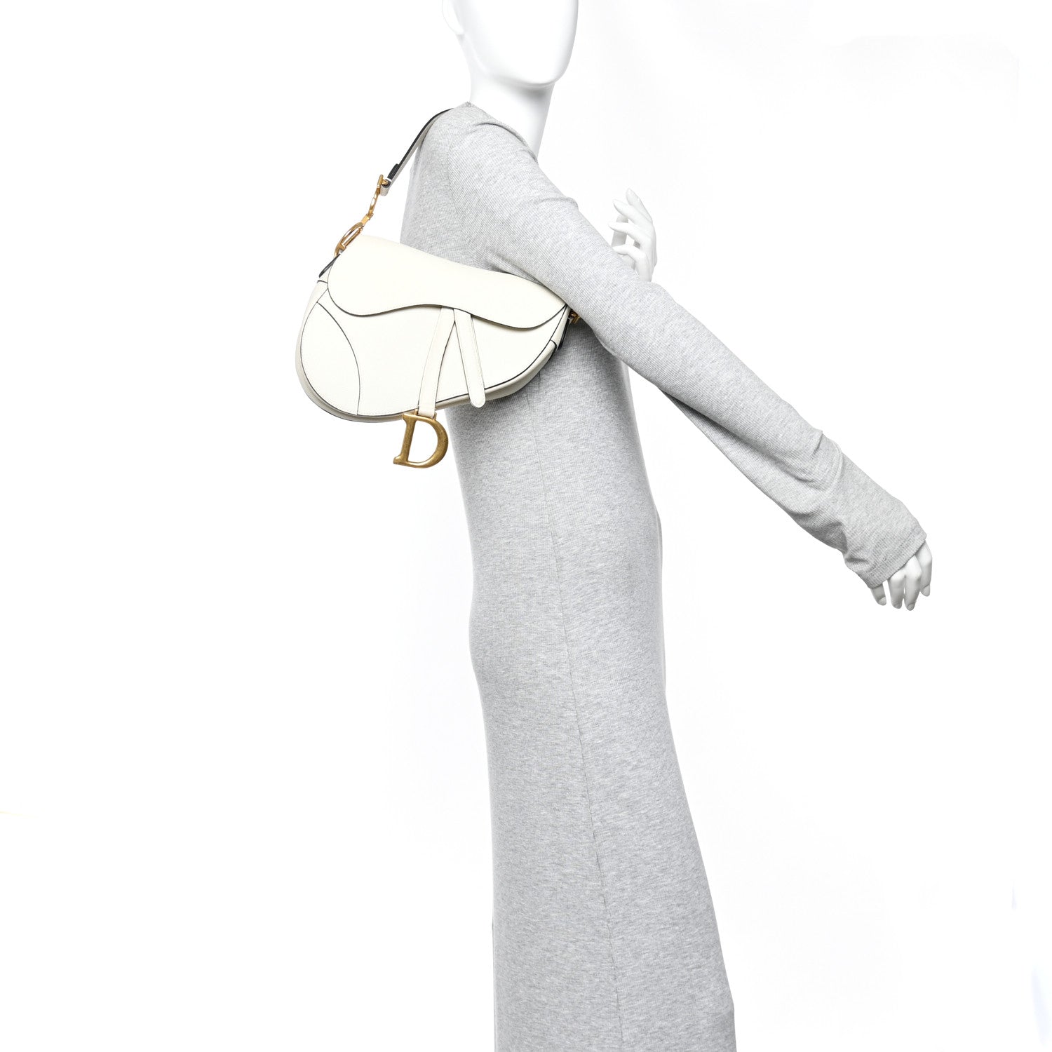 Christian Dior Grained Calfskin Saddle Bag White 2 of 10