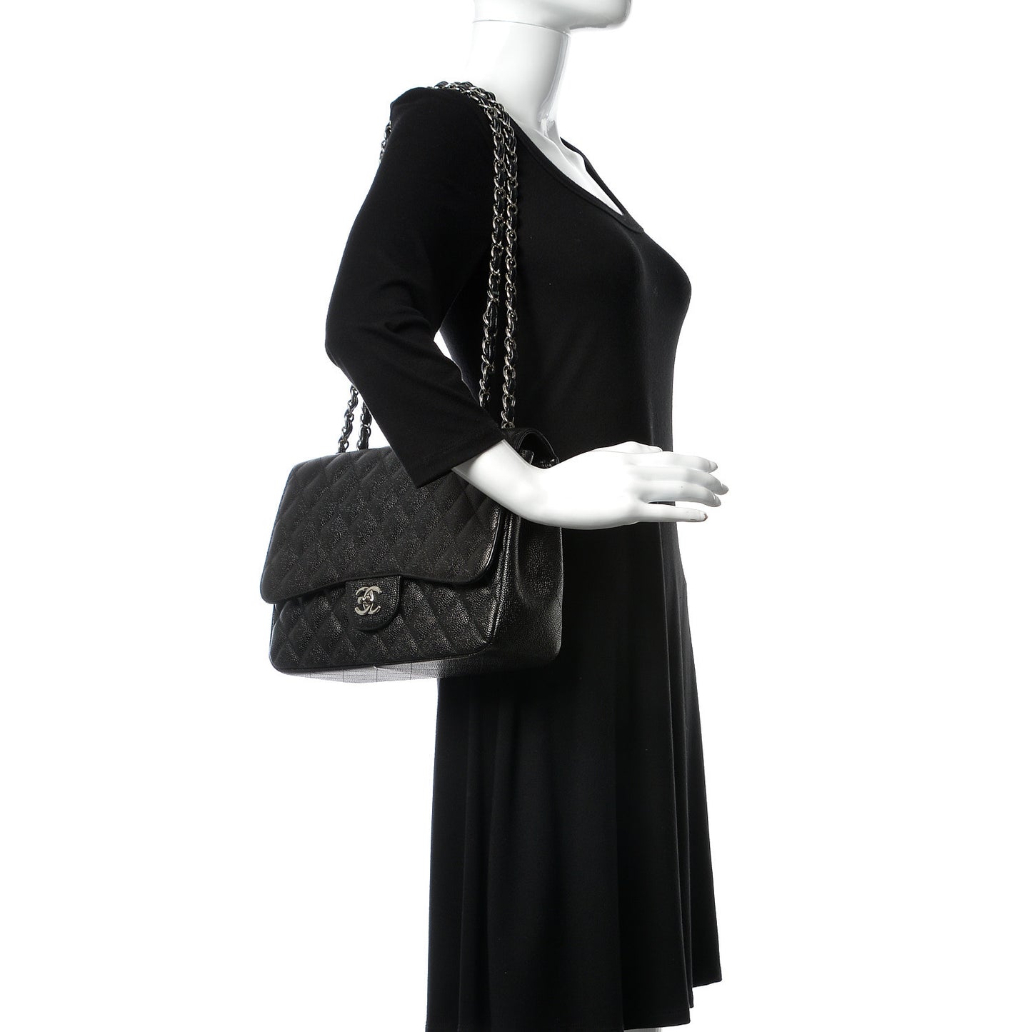Caviar Quilted Jumbo Single Flap Black