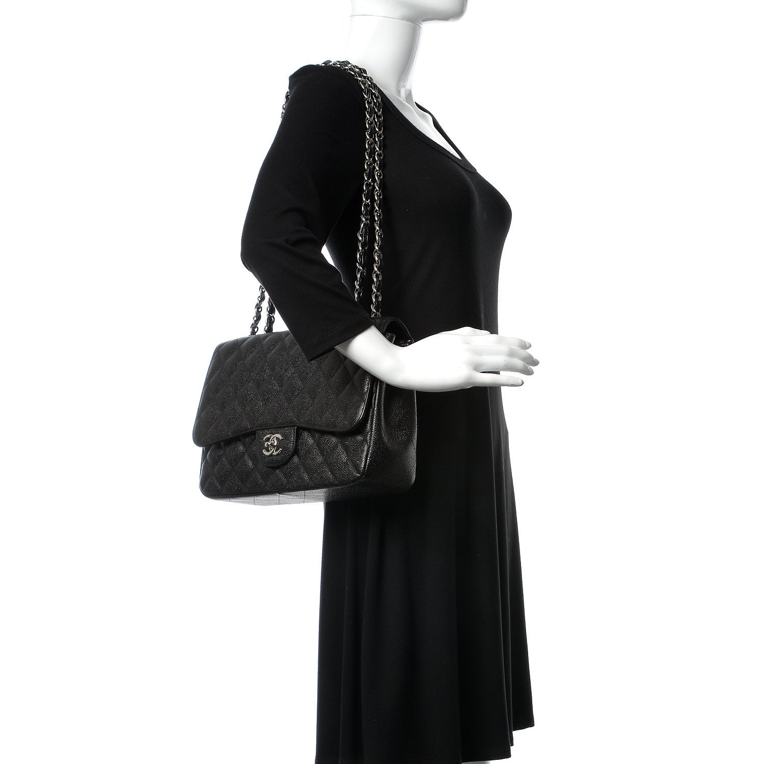 Chanel Caviar Quilted Jumbo Single Flap Black 2 of 11