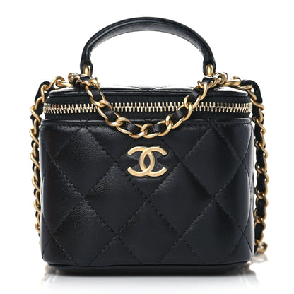 Chanel Lambskin Quilted Top Handle Mini Vanity Case With Chain Black 1 of 9