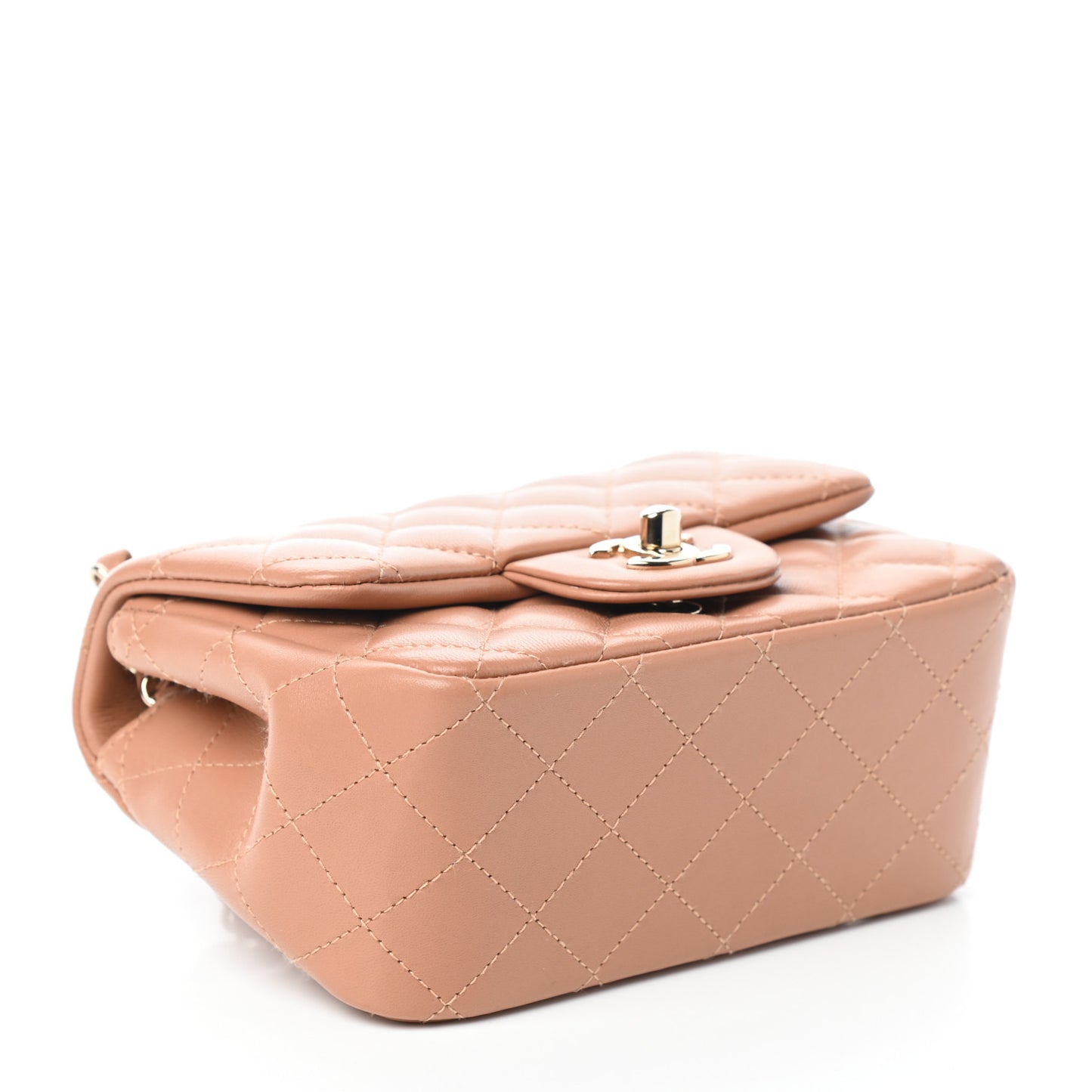 Lambskin Quilted Mini Square Flap Brown