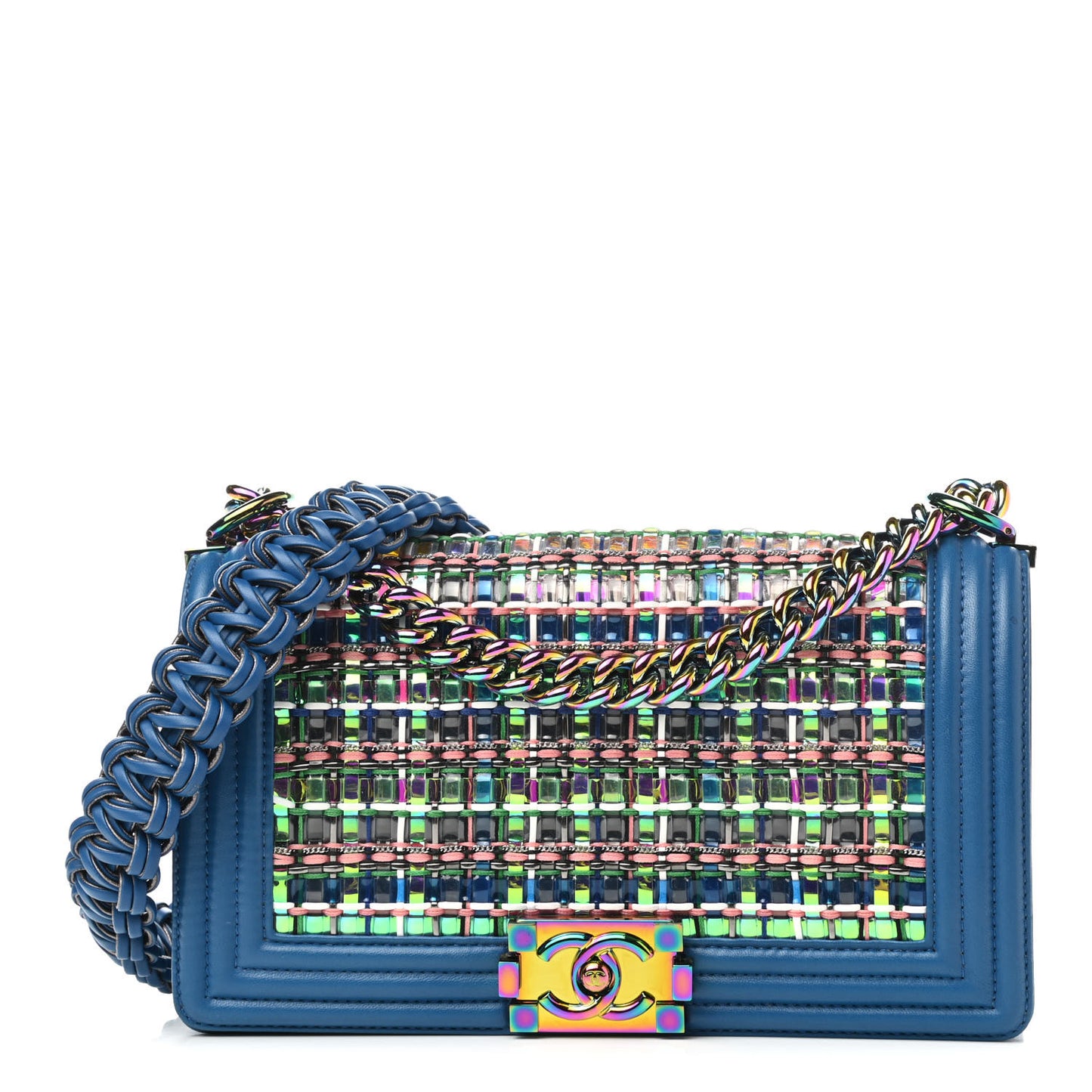 PVC Thread Woven Medium Boy Flap Dark Blue