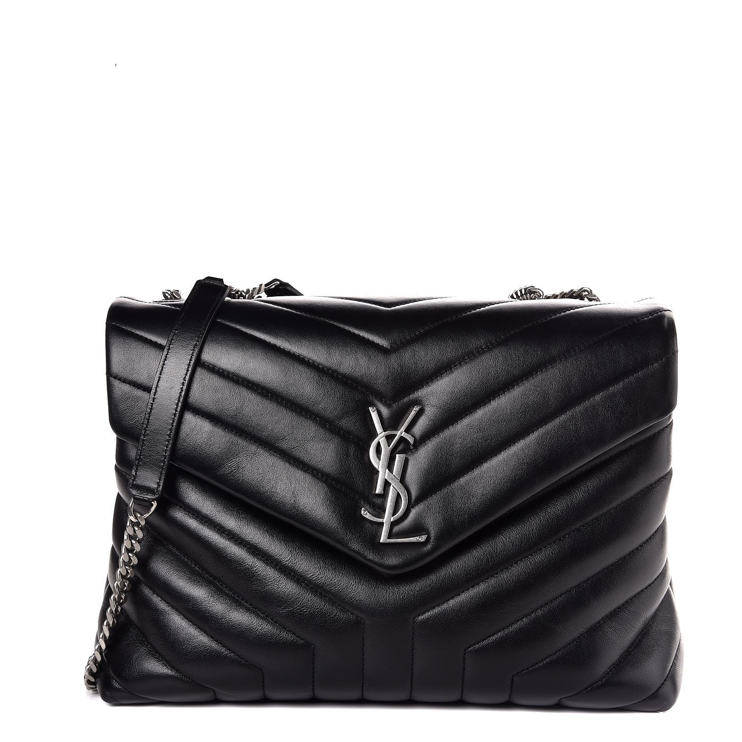 Saint Laurent Calfskin Y Quilted Monogram Medium Loulou Chain Satchel Black 1 of 7