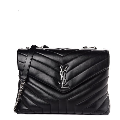 Saint Laurent Calfskin Y Quilted Monogram Medium Loulou Chain Satchel Black 1 of 7