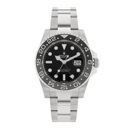 Rolex Stainless Steel 40mm Oyster Perpetual Date GMT Master II Bruce Wayne Watch Black 126710GRNR 1 of 5