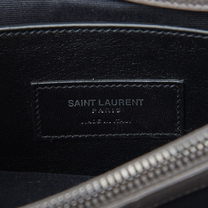 Saint Laurent Grained Calfskin Medium West Hollywood Monogram Fold-Over Grey 6 of 10