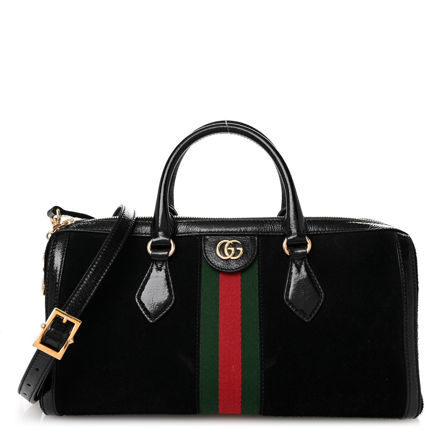 Suede Patent GG Web Medium Ophidia Boston Black