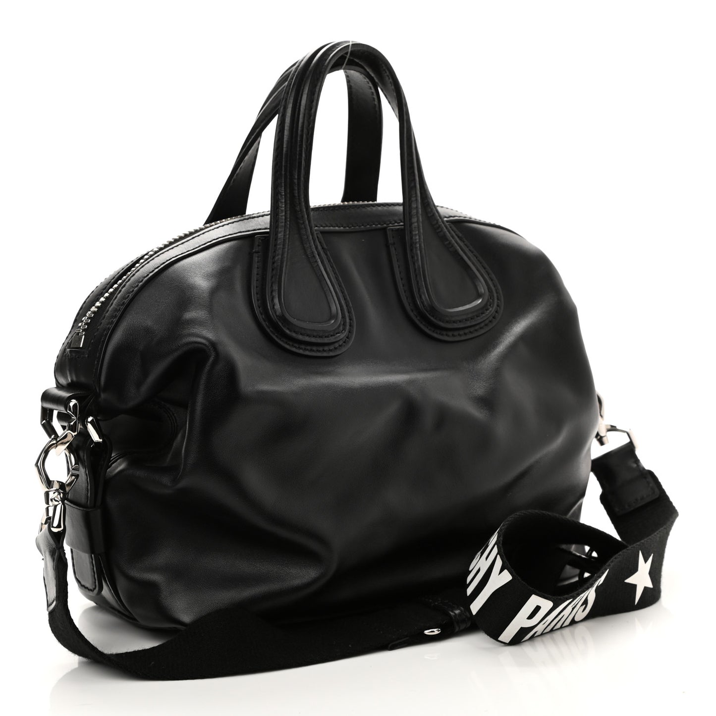 Waxed Calfskin Small Nightingale Logo Strap Black
