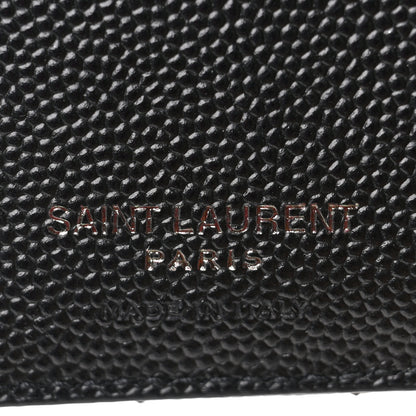 Saint Laurent Grain De Poudre Matelasse Chevron Monogram Zipped Card Case Black 6 of 6
