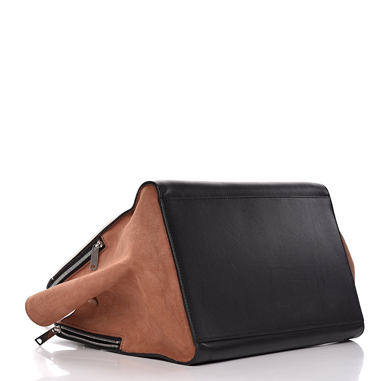Celine Calfskin Suede Tri-Color Double Zip Trapeze Peach 4 of 12