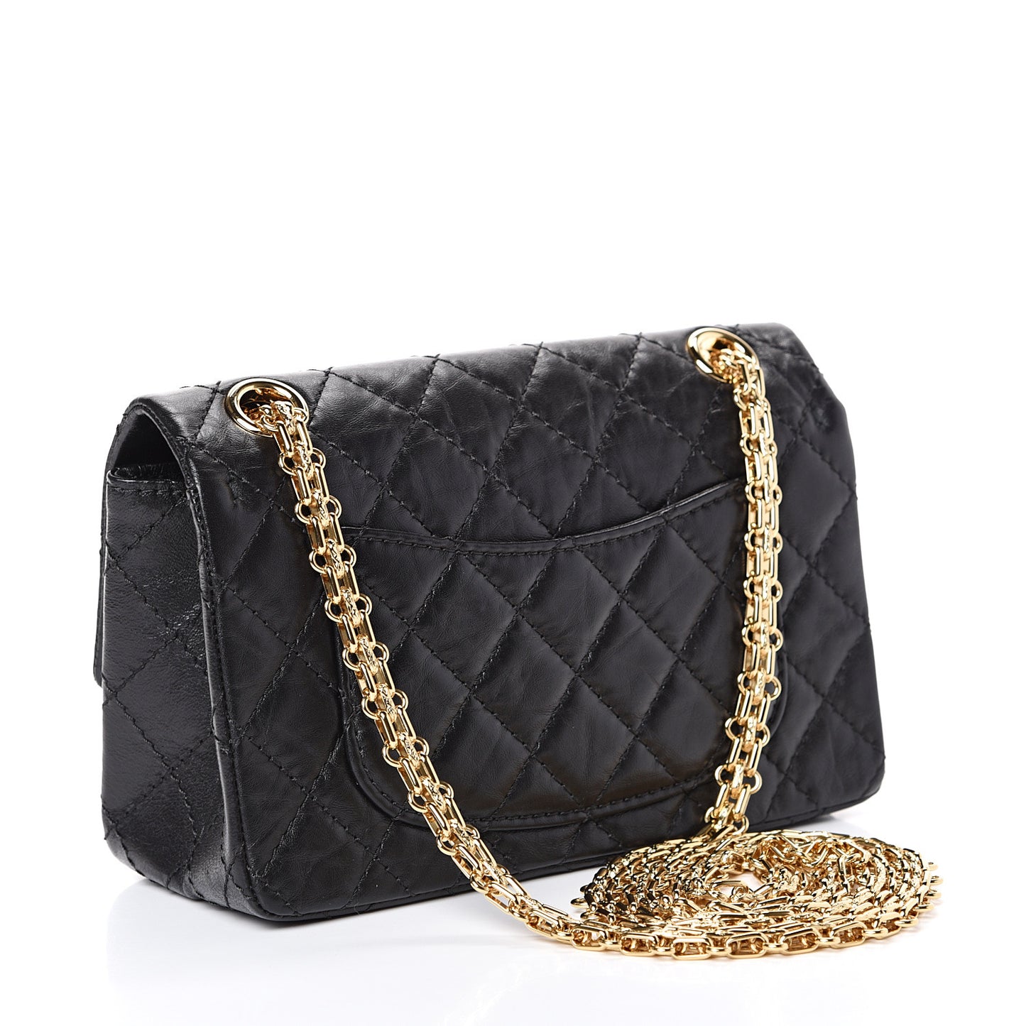 Aged Calfskin Quilted 2.55 Reissue Mini Flap Black
