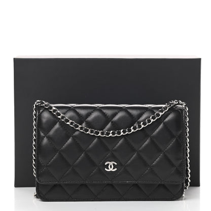 Chanel Lambskin Quilted Wallet On Chain WOC Black 17 of 17
