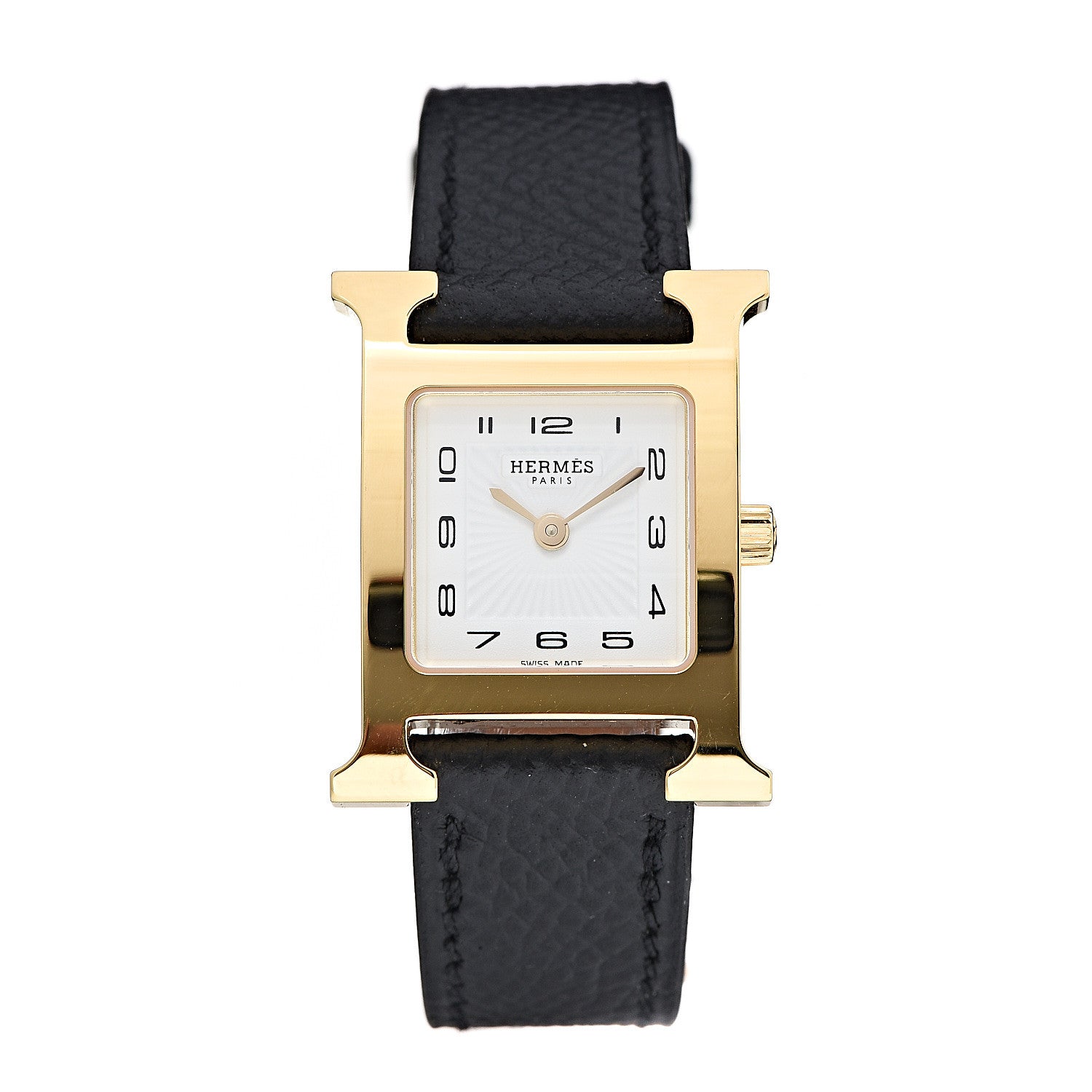 Hermes Stainless Steel Epsom 21mm Heure H Hour Quartz Watch Noir 1 of 7