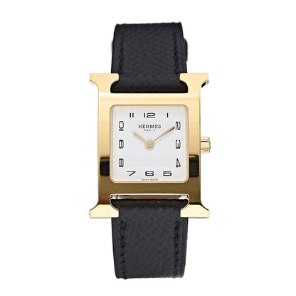 Hermes Stainless Steel Epsom 21mm Heure H Hour Quartz Watch Noir 1 of 7