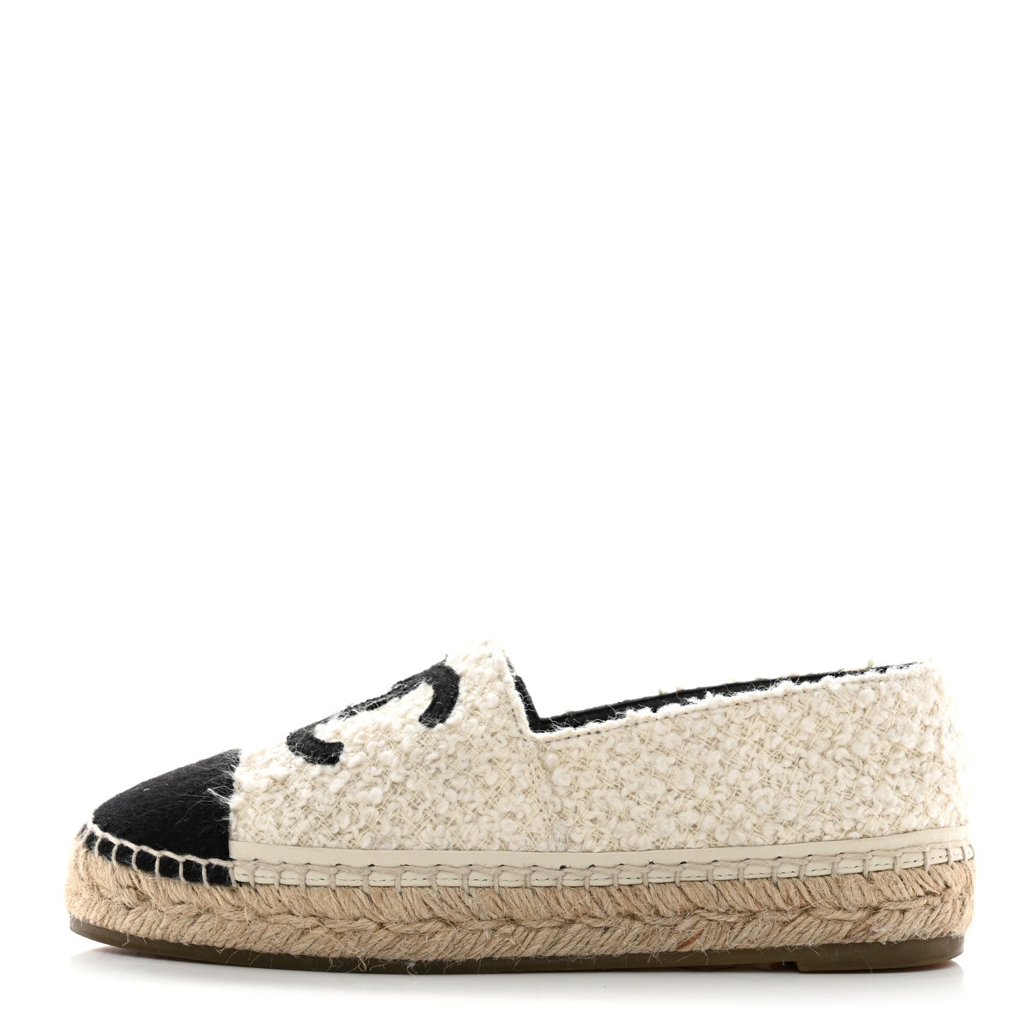 Chanel Tweed Grosgrain CC Espadrilles 36 White Black 1 of 10