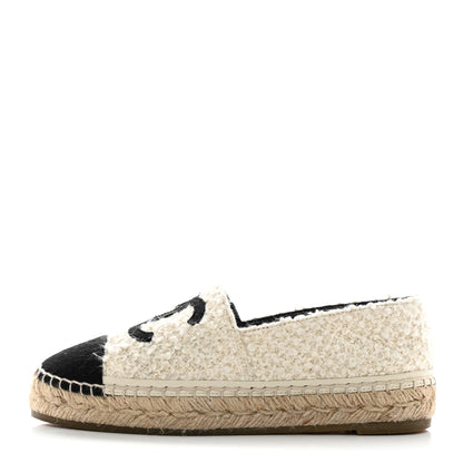 Chanel Tweed Grosgrain CC Espadrilles 36 White Black 1 of 10