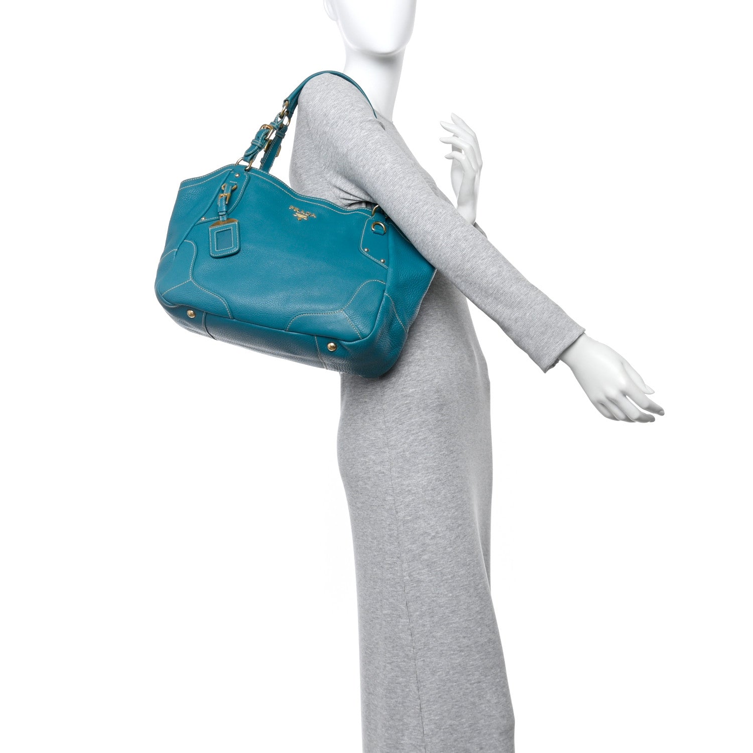 Prada Vitello Daino Tote Turchese 2 of 14