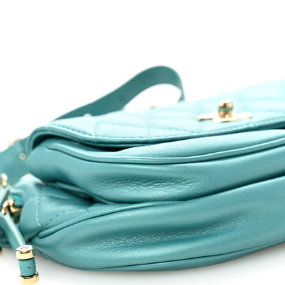 Chanel Metallic Calfskin Flap Chain Waist Bag Turquoise 10 of 11