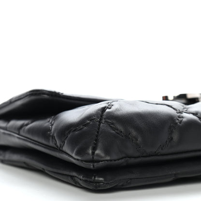 Chanel Calfskin Quilted Double Stitch Hamptons Clutch with Chain Black 7 of 8