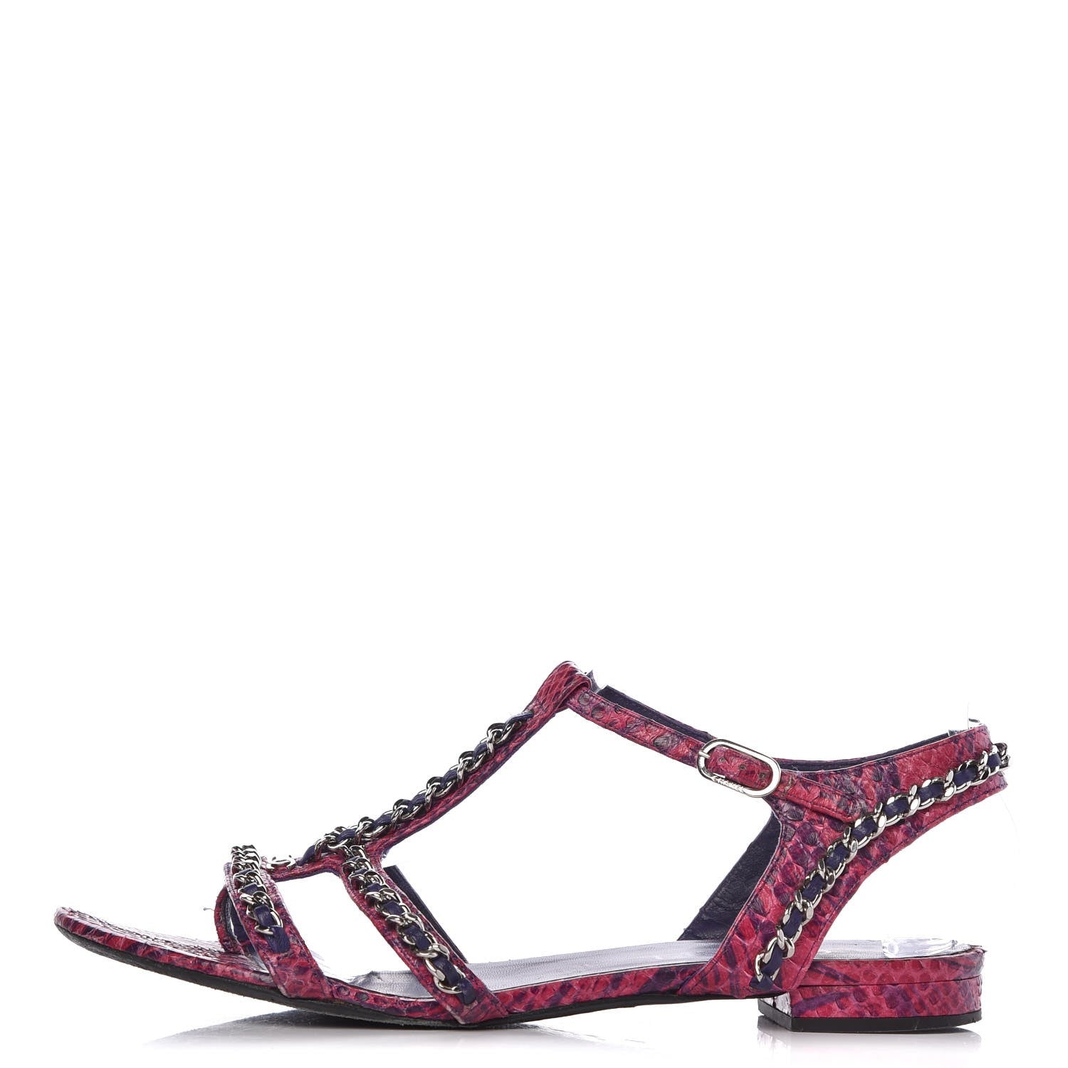 Chanel Shiny Python CC Chain Thong Sandals 41 Dark Pink 1 of 19