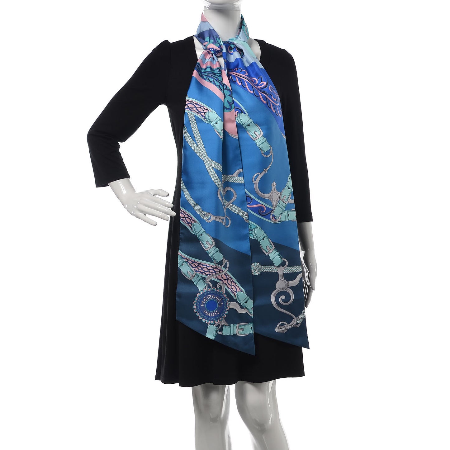 Silk Festival des Amazones Maxi Twilly Marine Turquoise Rose