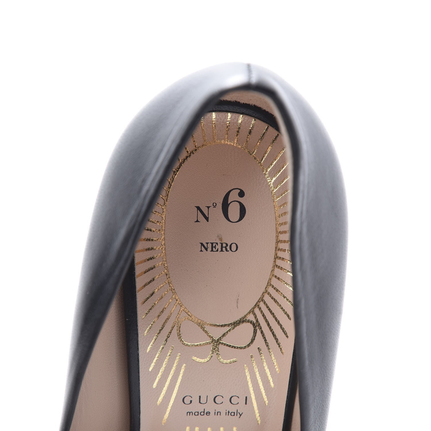 Gucci Nappa Bow High Heel Pumps 37.5 Black 7 of 14